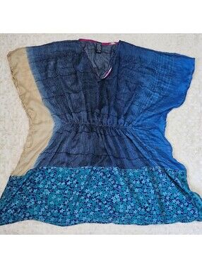 AZUR Womens Crincle Patchwork Kaftan Tunic Top Plus Size